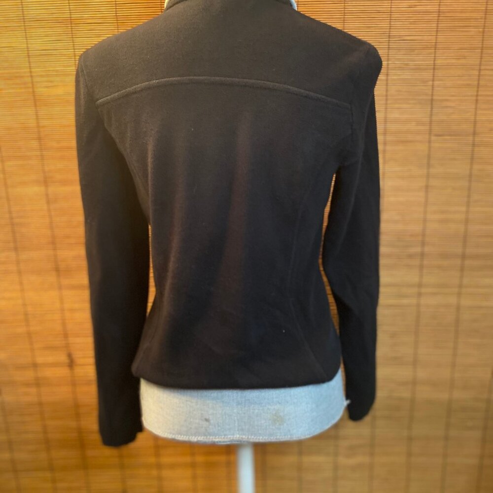 Lauren Ralph Lauren Black & White Sweater Jacket Off Set Zipper Detail Size MP - Picture 5 of 10